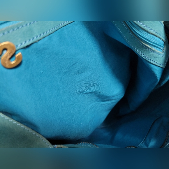 Desigual Teal Leather Tote with Multicolor Peek-Through - Picture 13 of 15